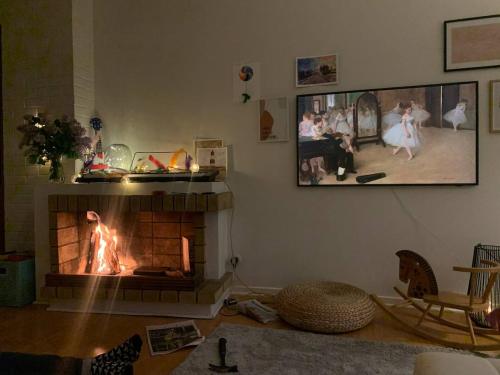 Scandinavian apartment with fireplace, Helsinki