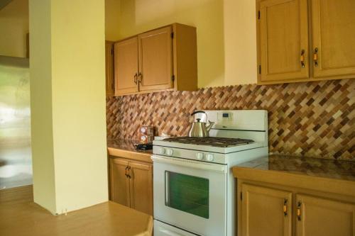 Kitchen, 3 Bedroom Apt in Clare Valley Breezy Hilltop Stay Near Beach - AC and Wifi in Kingstown
