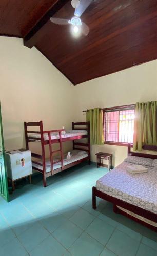 1 double bed, 2 bunk beds