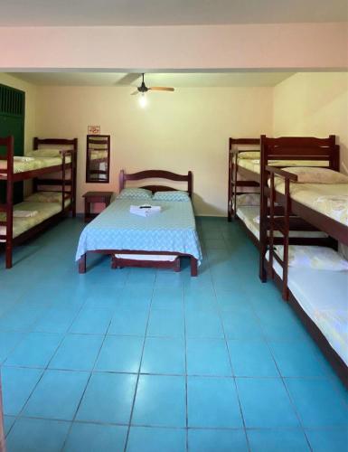 1 double bed, 3 bunk beds