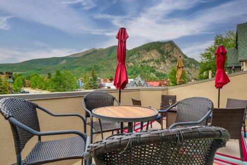 Patio with Peak 1 Mtn View Main Street Frisco Condo