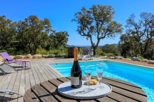 Villa Amacali vue mer piscine chauffée climatisée - Location, gîte - Zonza