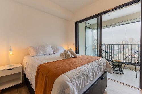 Studio com coworking, piscina e vista da cidade, São Paulo
