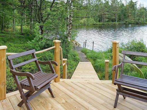 View, Lakefront House with Terrace in Hyltebruk