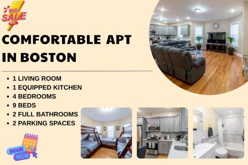 233-1 4BR Boston - Cozy Apt near MBTA Station