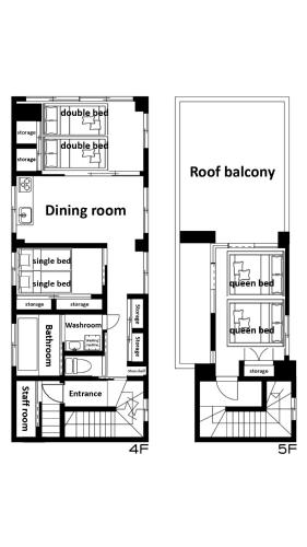2 Floors for Rent,Max 11 People,Straight to Tokyo Shinjuku, Akihabara, Ueno, Asakusa,4 Min Walk to Asakusabashi Station,Spacious 96m2 plus Roof Balcony
