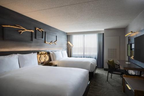 Double Room with Two Double Beds and Roll-n Shower - Mobility and Hearing Accessible