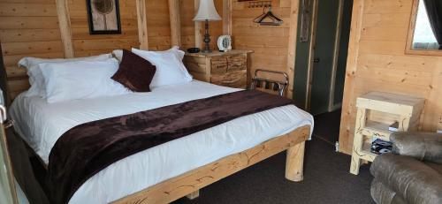 Dog Friendly Room with a Queen Bed and Kitchenette at the Cedaredge Lodge in Cedaredge