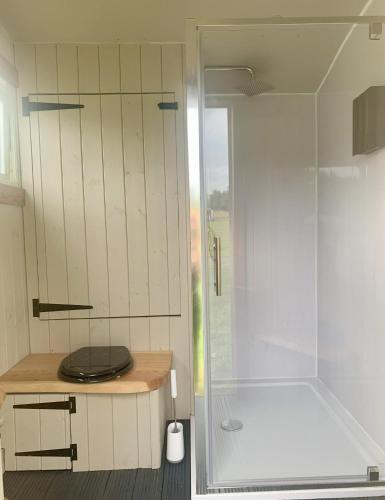 Zuhanyzó, Tower Farm Holidays - Shepherd's Huts in Llangollen