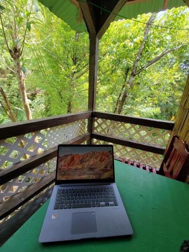 Balcony/terrace, Tia's Bamboo Cottages Restaurant, Bar & Sulphur Spa in Saint George