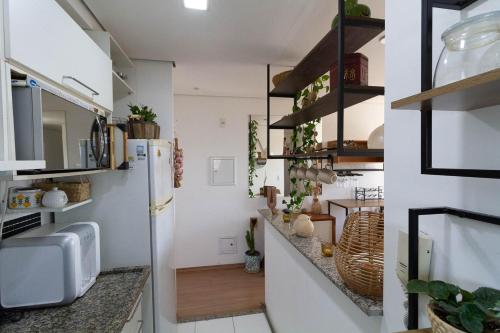 Kitchen, Apartamento com lazer, wi-fi e garagem em Jaragua in Jaragua