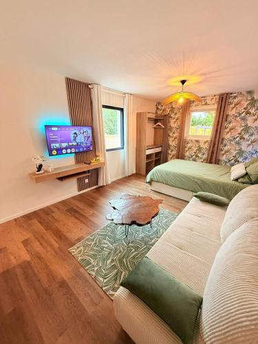 Studio with private spa, close to golf and lake in Villerest