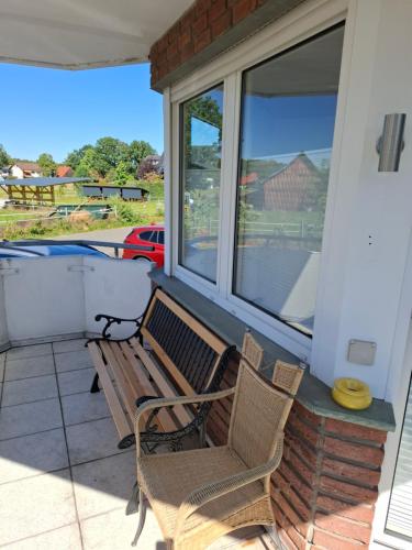 陽台/露台, Großzügiges Erdgeschoßapartment mit Balkon und eigenen kostenlosen Parkplatz (Großzugiges Erdgeschoßapartment mit Balkon und eigenen kostenlosen Parkplatz) in 赫弗爾霍夫