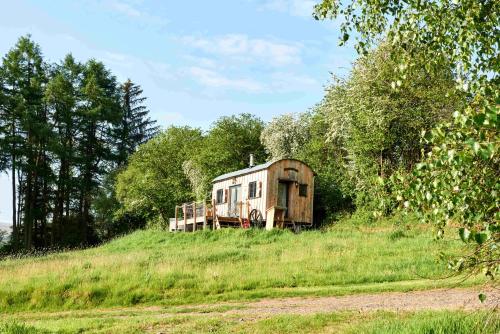 The Flying Scotsman Shepherd's Hut with Hot Tub in Crai