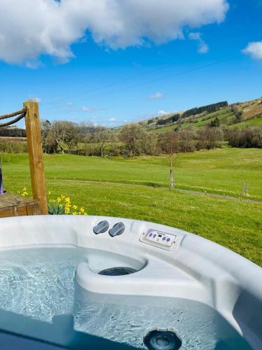 The Flying Scotsman Shepherd's Hut with Hot Tub in Crai