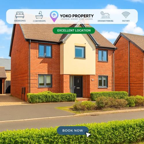 Detached 4 Bedroom 2 Bathroom House - Driveway Parking, Fast WiFi and Smart TV by Yoko Property