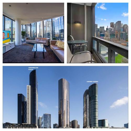 Freshwater PL - Modern City View Apartment with Balcony and River Views, Melbourne