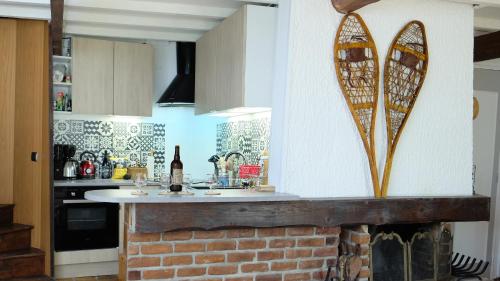 Konyha, Maison a la montagne, bain nordique prive toute l'annee, avec ou sans votre chien, en famille ou en  in Aleu