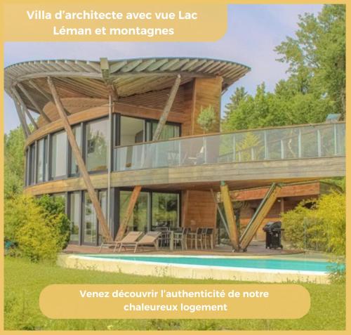 Villa vue Lac Léman et montagne Proche Genève gîte à louer Cranves-Sales
