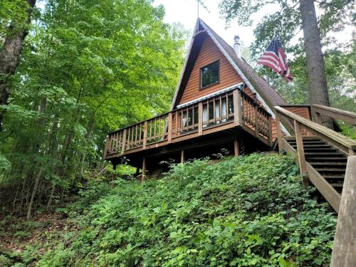 Secluded A-Frame Cabin with Private Riverfront on Little Manistee River near Tustin, Michigan, Luther