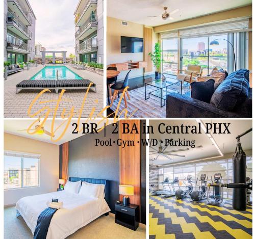 Upscale 2BRDowntown Apartment Balcony & Amenities