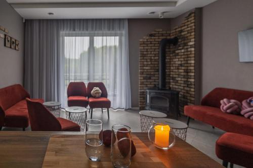 Koplietošanas atpūtas telpa ar TV, Sabos Rezidencija Private Countryside Villa near Vilnius in Semeliškės