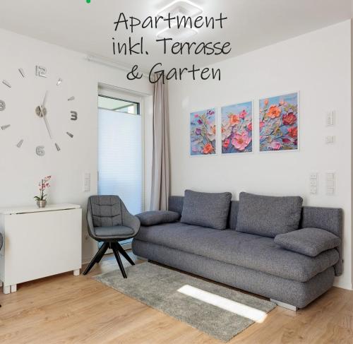 Modernes Apartment mit Terrasse & Garten, Parkplatz & Self-Check-in
