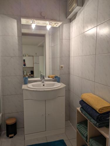 Baño, Apartments am Dorfplatz in Markt Hartmannsdorf