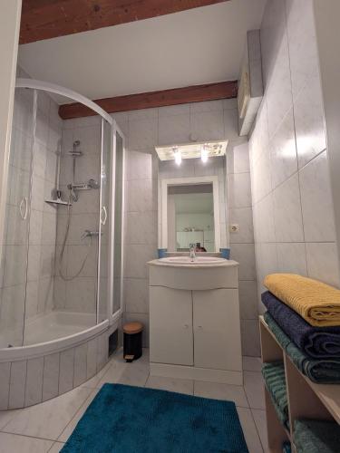 Baño, Apartments am Dorfplatz in Markt Hartmannsdorf