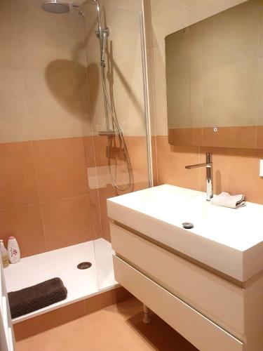 ห้องน้ำ, Appartment with terrace and Jacuzzi Pyramid view in เวียน