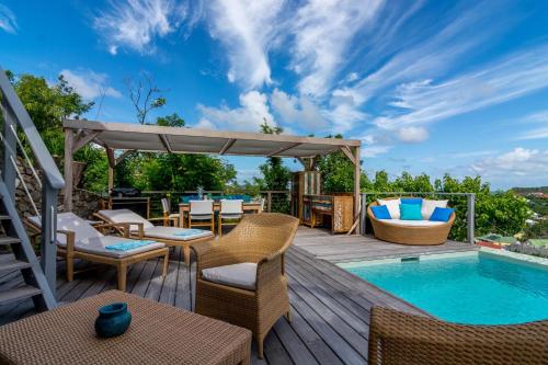 Balcony/terrace, Ti'Cactus 1-bedroom apartment with private pool in Gustavia