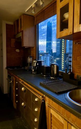 Excellent location and views Spacious 1 bedroom apartment with a sofa bed just steps from Costanera Center it features air conditioning and Wi-Fi and is situated between the El Golf and Tobalaba metro stations Free parking included
