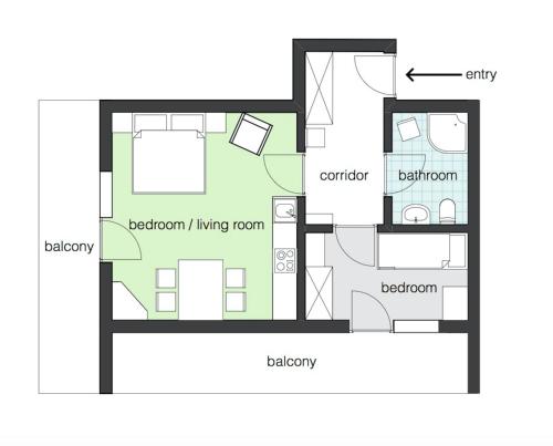 One-Bedroom Apartment with Balcony