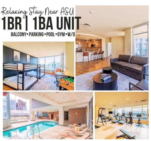 Chic Urban 1BR Pool Gym Parking W&D DT