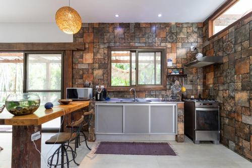 Kitchen, Casa de Campo c Lareira Externa, Rede e Lago in Vargem Grande
