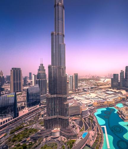 GRANDE RESIDENCES with a direct Burj Khalifa view and Private Fountain Show at 62nd floor with DXB AIRPORT VIP Shuttle option for 8 guests, Dubai