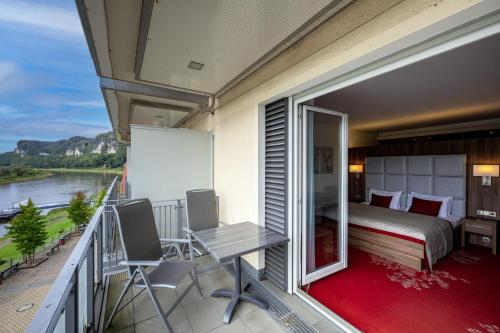 Balcony/terrace, Rathener Hof by STEIGER Hotels in Rathen