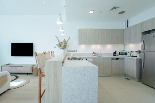 Kitchen, Elegant Marina Getaway by Voyage in Al Raha Beach