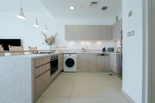 Kitchen, Elegant Marina Getaway by Voyage in Al Raha Beach
