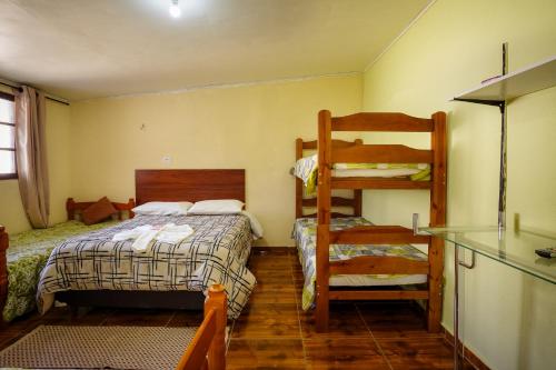 1 double bed, 2 twin beds, 2 bunk beds
