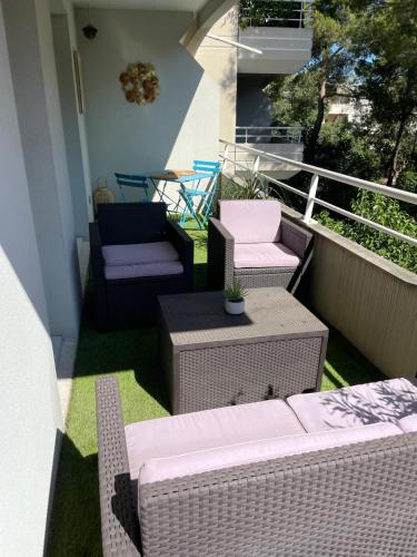Balcony/terrace, F2 cosy au calme a Montpellier in Saint-Eloi