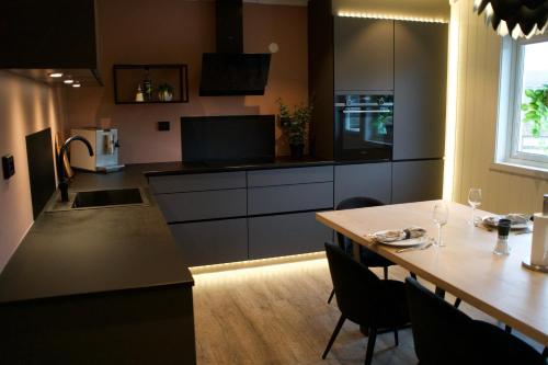 Nordic villa with outdoor jacuzzi and Aurora Borealis view in Vikran