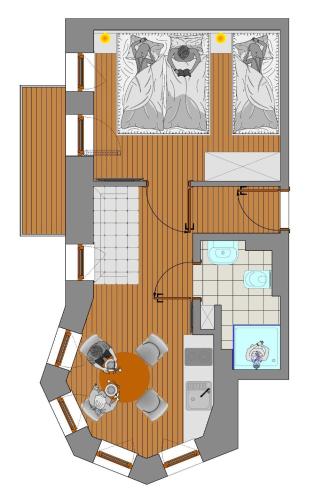 1 queen bed, 1 twin bed, 2 sofa beds