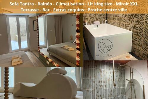 Suite Romantique - Love Room Valence Amour et Bulles - Jacuzzi - Lit king size avec miroir XXL - Sofa Tantra - Drôme Ardèche - Location saisonnière - Bourg-lès-Valence