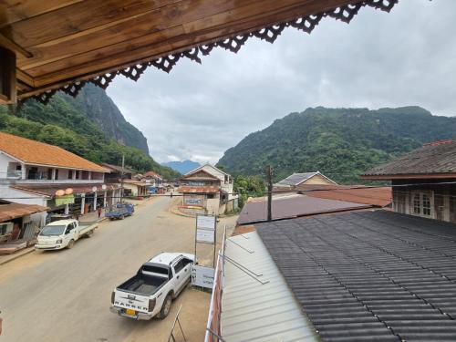 Exterior view, Sokmixay Backpackers hostel in Nong Khiaw
