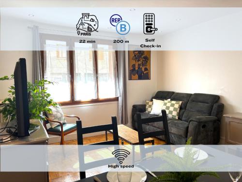 Vintage - 3 bedroom apartment, RER B 200 m away - Location saisonnière - Cachan