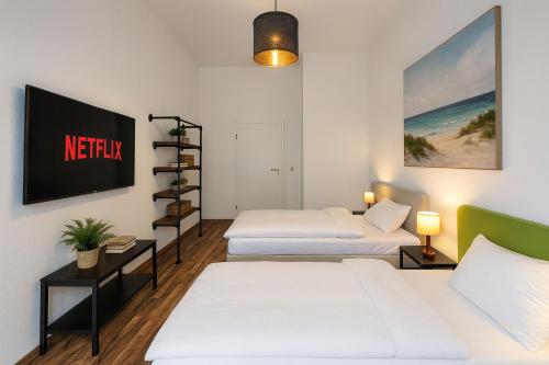 Leipzig Zentrum, Schnelles WLAN, TVs in allen 5 Zimmern, Self-Check-in, 5 Riesige Zimmer für große Gruppen, Aufzug, Leipzig (foto 8)