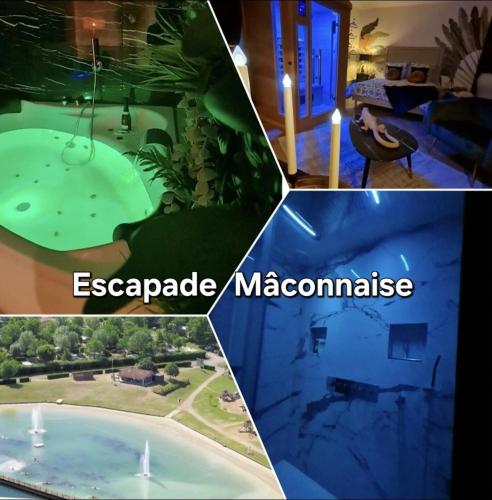Spa-Sauna-Ciel de pluie tropicale-Champagne Nuit Romantique - Escapade Mâconnaise - Location saisonnière - Mâcon