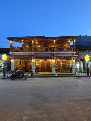Exterior view, Sokmixay Backpackers hostel in Nong Khiaw