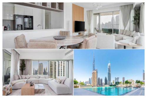 Elegant 3BR w Burj Khalifa & Fountain View, Dubaï